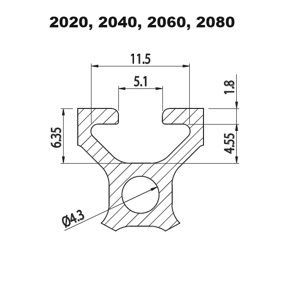 Perfil TSLOT 2020 3MTS ROLL CNC