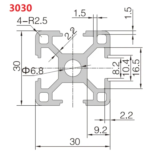 perfil tslot 3030 medidas perfil tslot 3030 medidas