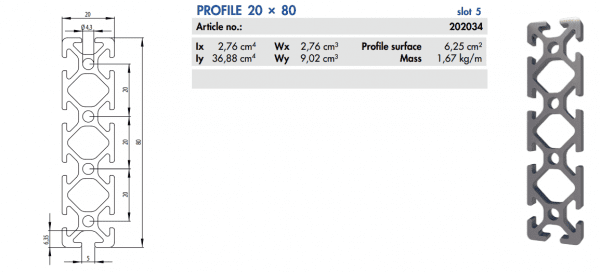 Perfil TSLOT 2080 3MTS - Imagen 3